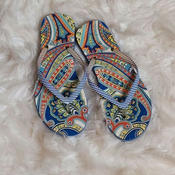 ‎Vera Bradley Blue multicolored floral Flip-flops - Picture 2 of 10